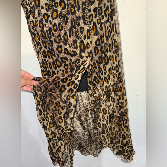 Vintage Sean Collection 100% Silk Leopard Print Maxi Dress – Size M - Picture 10 of 13